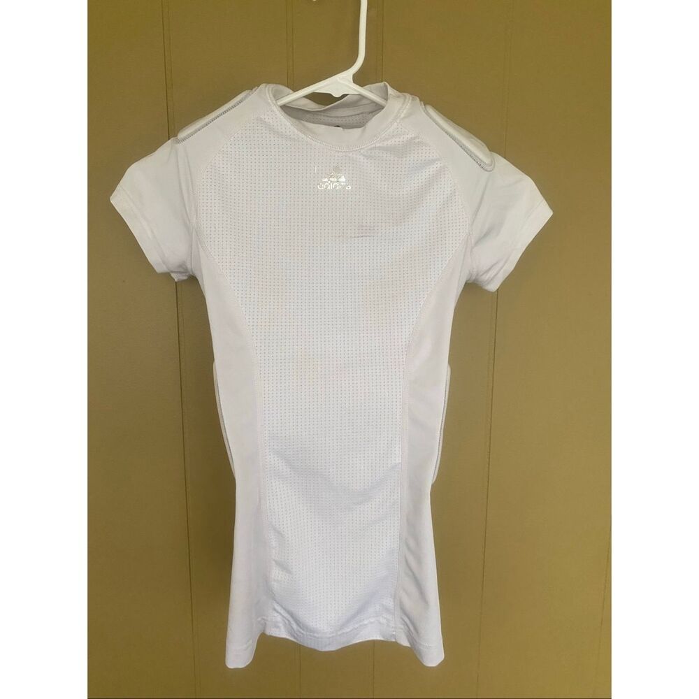 Adidas youth boys large short sleeve aero ready padded football shirt white